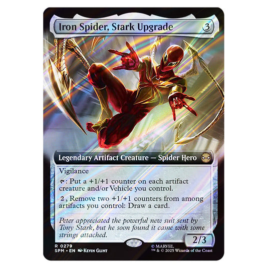Iron Spider, Stark Upgrade 0279 card from the Magic The Gathering set Marvel's Spider-Man