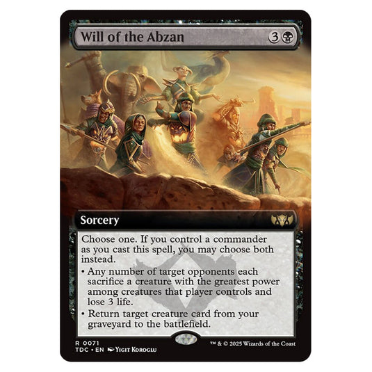 Will of the Abzan 0071 card from the Magic The Gathering set Tarkir: Dragonstorm Commander