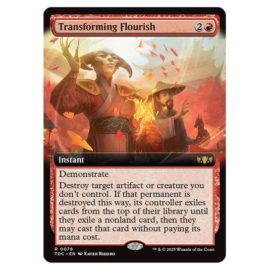 Transforming Flourish 0079 card from the Magic The Gathering set Tarkir: Dragonstorm Commander