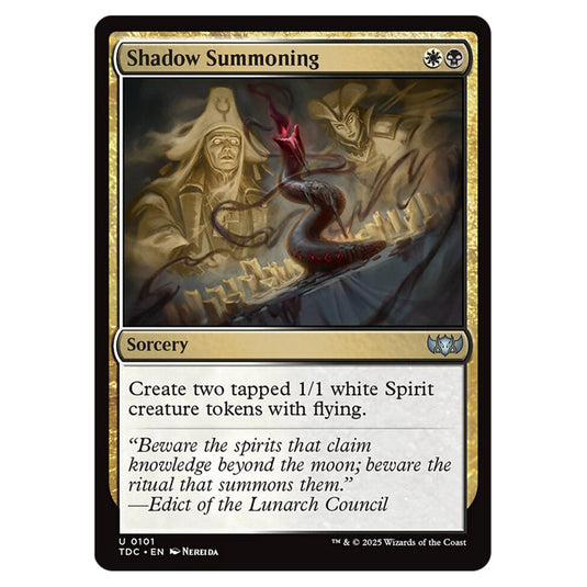 Shadow Summoning 0101 card from the Magic The Gathering set Tarkir: Dragonstorm Commander