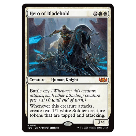 Hero of Bladehold 0119 card from the Magic The Gathering set Tarkir: Dragonstorm Commander