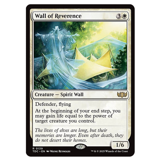 Wall of Reverence 0139 card from the Magic The Gathering set Tarkir: Dragonstorm Commander