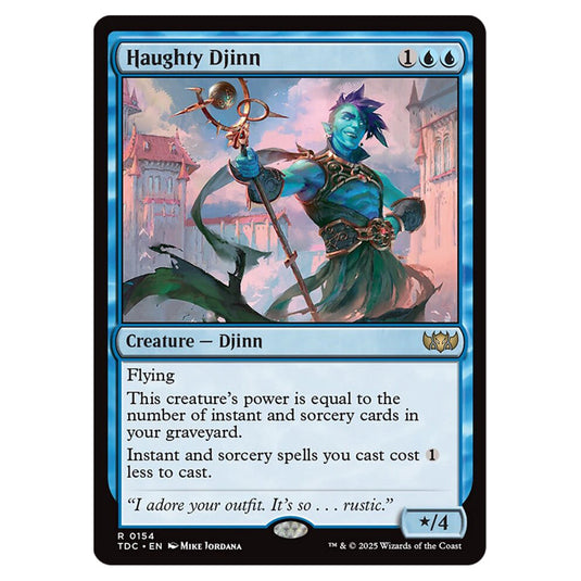 Haughty Djinn 0154 card from the Magic The Gathering set Tarkir: Dragonstorm Commander