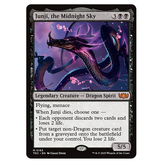 Junji, the Midnight Sky 0183 card from the Magic The Gathering set Tarkir: Dragonstorm Commander