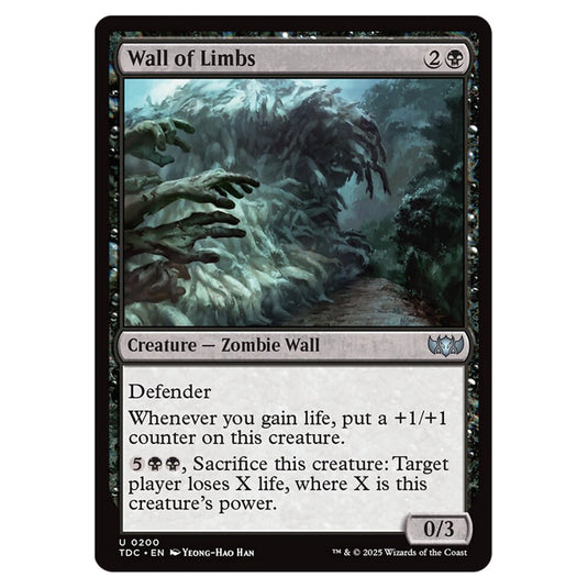Wall of Limbs 0200 card from the Magic The Gathering set Tarkir: Dragonstorm Commander