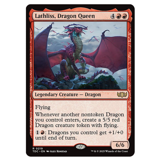 Lathliss, Dragon Queen 0219 card from the Magic The Gathering set Tarkir: Dragonstorm Commander