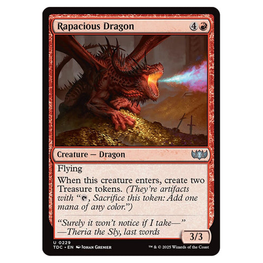 Rapacious Dragon 0229 card from the Magic The Gathering set Tarkir: Dragonstorm Commander