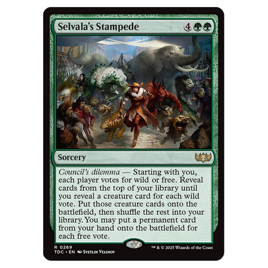 Selvala's Stampede 0269 card from the Magic The Gathering set Tarkir: Dragonstorm Commander