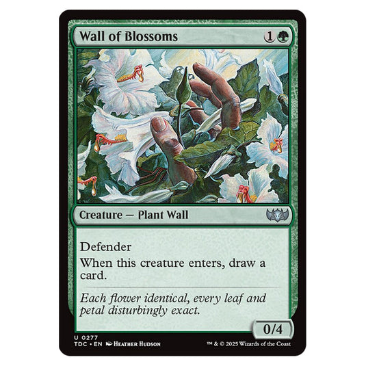 Wall of Blossoms 0277 card from the Magic The Gathering set Tarkir: Dragonstorm Commander