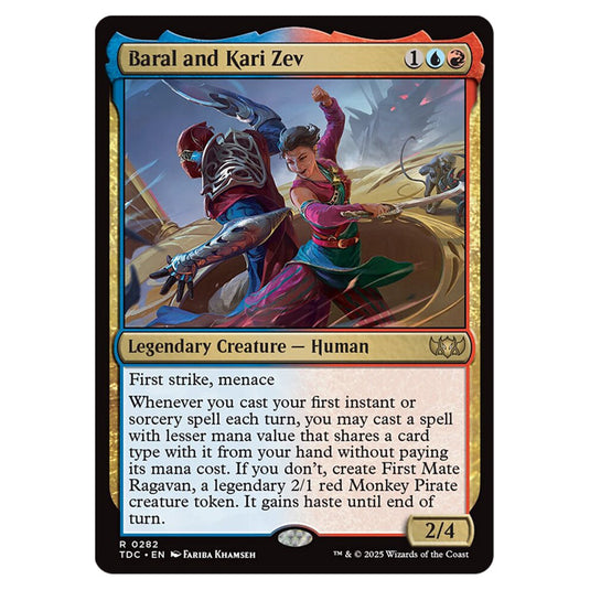 Baral and Kari Zev 0282 card from the Magic The Gathering set Tarkir: Dragonstorm Commander