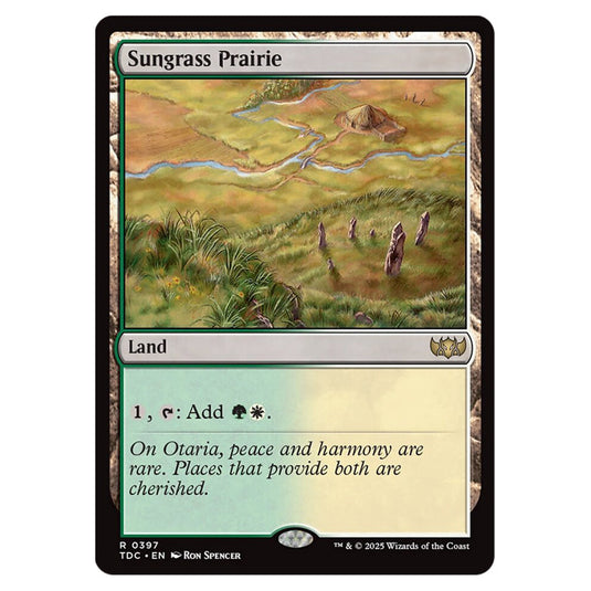 Sungrass Prairie 0397 card from the Magic The Gathering set Tarkir: Dragonstorm Commander