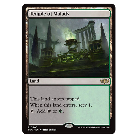 Temple of Malady 0403 card from the Magic The Gathering set Tarkir: Dragonstorm Commander