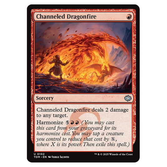 Channeled Dragonfire 0102 card from the Magic The Gathering set Tarkir: Dragonstorm
