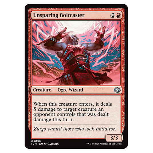 Unsparing Boltcaster 0130 card from the Magic The Gathering set Tarkir: Dragonstorm