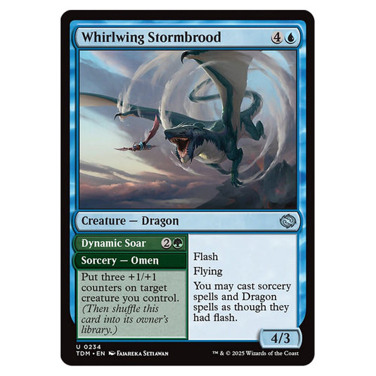 Whirlwing Stormbrood // Dynamic Soar 0234 card from the Magic The Gathering set Tarkir: Dragonstorm