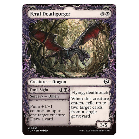 Feral Deathgorger // Dusk Sight 0298 card from the Magic The Gathering set Tarkir: Dragonstorm