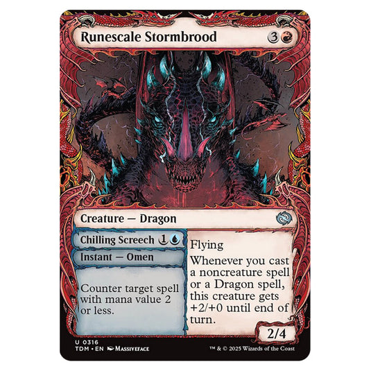 Runescale Stormbrood // Chilling Screech 0316 card from the Magic The Gathering set Tarkir: Dragonstorm