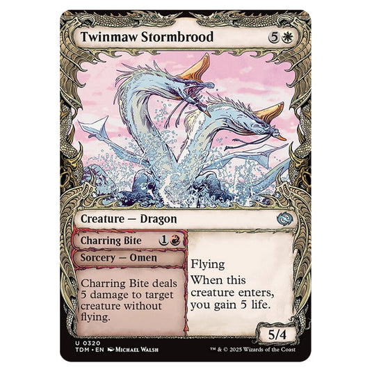 Twinmaw Stormbrood // Charring Bite 0320 card from the Magic The Gathering set Tarkir: Dragonstorm