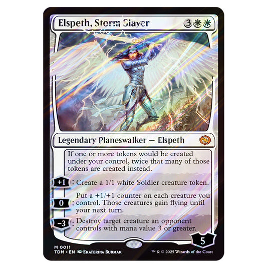 Elspeth, Storm Slayer 0011 card from the Magic The Gathering set Tarkir: Dragonstorm