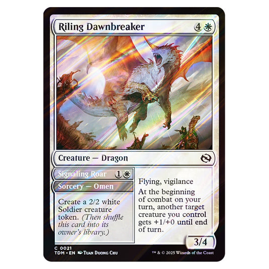 Riling Dawnbreaker // Signaling Roar 0021 card from the Magic The Gathering set Tarkir: Dragonstorm