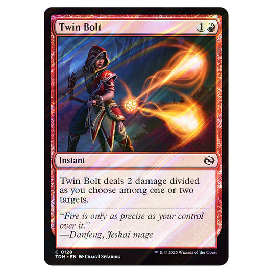 Twin Bolt 0128 card from the Magic The Gathering set Tarkir: Dragonstorm