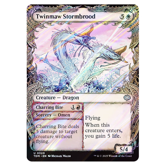 Twinmaw Stormbrood // Charring Bite 0320 card from the Magic The Gathering set Tarkir: Dragonstorm