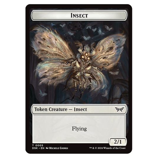 Insect Token (White 2/1) 0005 card from the Magic The Gathering set Duskmourn: House of Horror Tokens