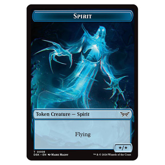 Spirit Token (Blue */*) 0008 card from the Magic The Gathering set Duskmourn: House of Horror Tokens