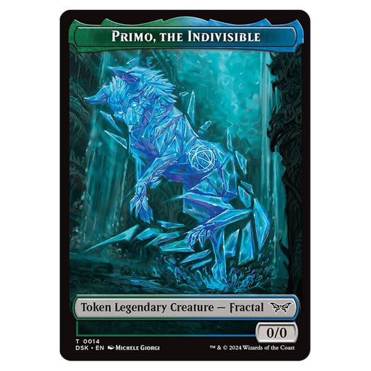 Primo, the Indivisible Token (Green and Blue 0/0) 0014 card from the Magic The Gathering set Duskmourn: House of Horror Tokens