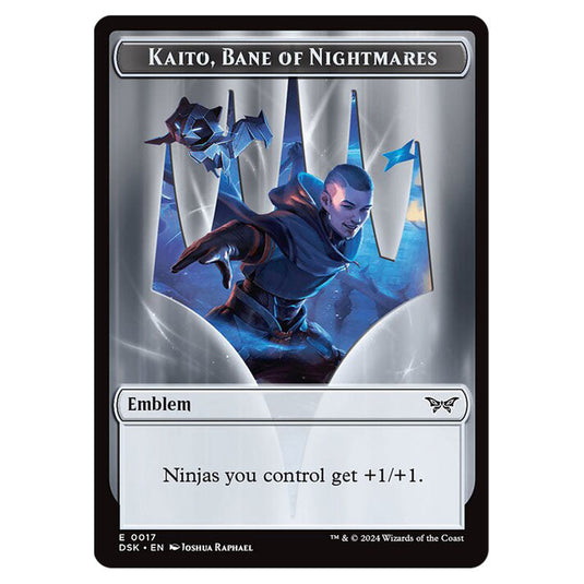 Kaito, Bane of Nightmares Emblem 0017 card from the Magic The Gathering set Duskmourn: House of Horror Tokens