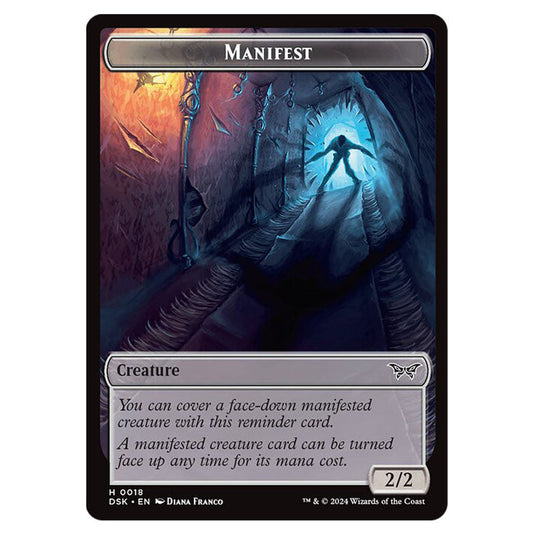 Manifest Token (Colorless 2/2) 0018 card from the Magic The Gathering set Duskmourn: House of Horror Tokens