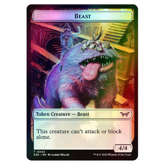 Beast Token (White 4/4) 0003 card from the Magic The Gathering set Duskmourn: House of Horror Tokens