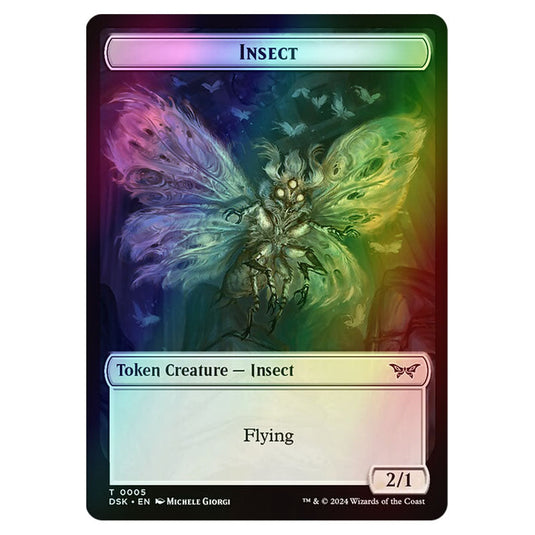 Insect Token (White 2/1) 0005 card from the Magic The Gathering set Duskmourn: House of Horror Tokens