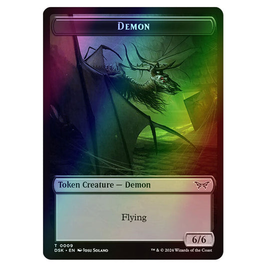 Demon Token (Black 6/6 Flying) 0009 card from the Magic The Gathering set Duskmourn: House of Horror Tokens