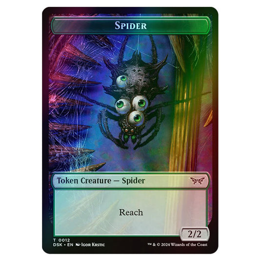 Spider Token (Green 2/2) 0012 card from the Magic The Gathering set Duskmourn: House of Horror Tokens