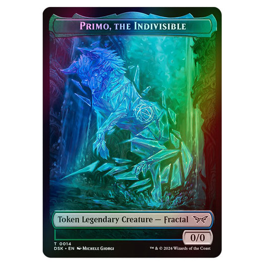 Primo, the Indivisible Token (Green and Blue 0/0) 0014 card from the Magic The Gathering set Duskmourn: House of Horror Tokens