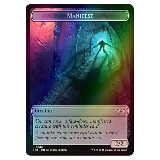 Manifest Token (Colorless 2/2) 0018 card from the Magic The Gathering set Duskmourn: House of Horror Tokens