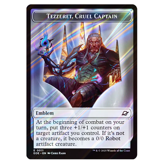 Tezzeret, Cruel Captain Emblem 0011 card from the Magic The Gathering set Edge of Eternities - Tokens