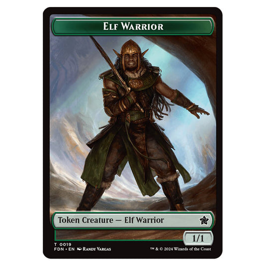 Elf Warrior 0019 card from the Magic The Gathering set Foundations Tokens