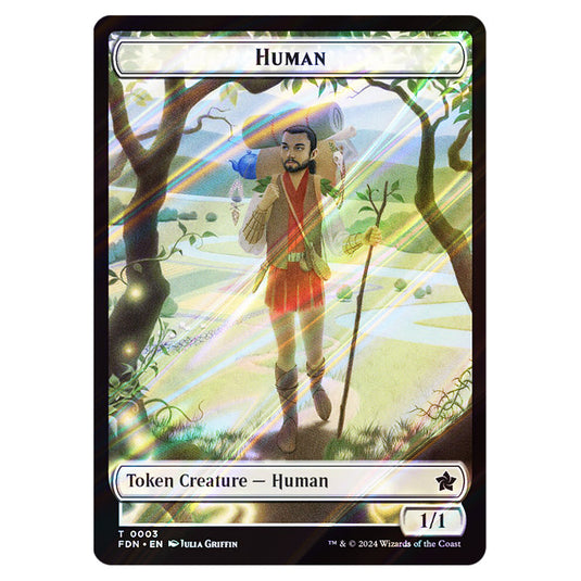 Human 0003 card from the Magic The Gathering set Foundations Tokens