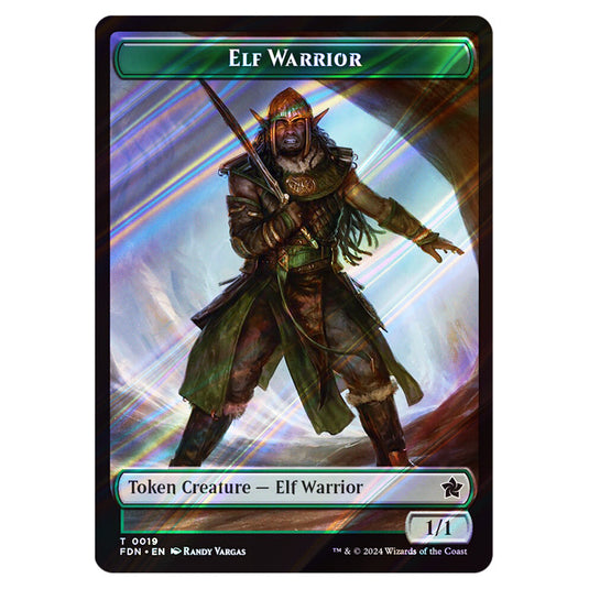 Elf Warrior 0019 card from the Magic The Gathering set Foundations Tokens