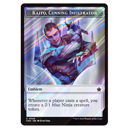 Kaito, Cunning Infiltrator Emblem 0024 card from the Magic The Gathering set Foundations Tokens