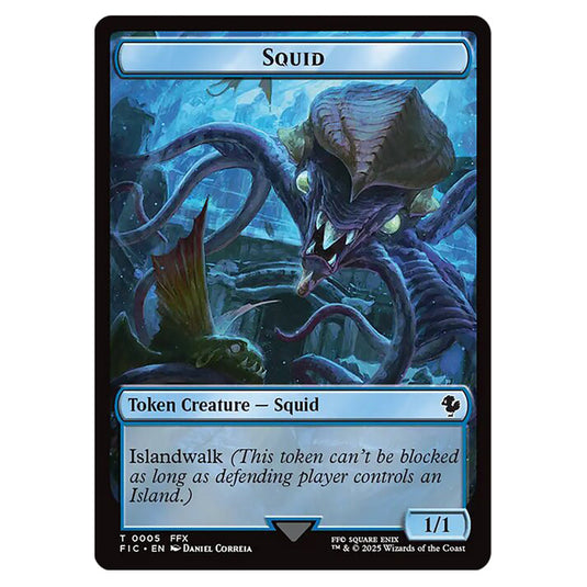 Squid 0005 card from the Magic The Gathering set Universes Beyond - Final Fantasy - Commander - Tokens