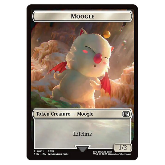 Moogle 0011 card from the Magic The Gathering set Universes Beyond - Final Fantasy - Tokens