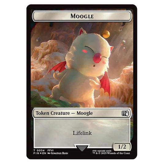 Moogle 0034 card from the Magic The Gathering set Universes Beyond - Final Fantasy - Tokens