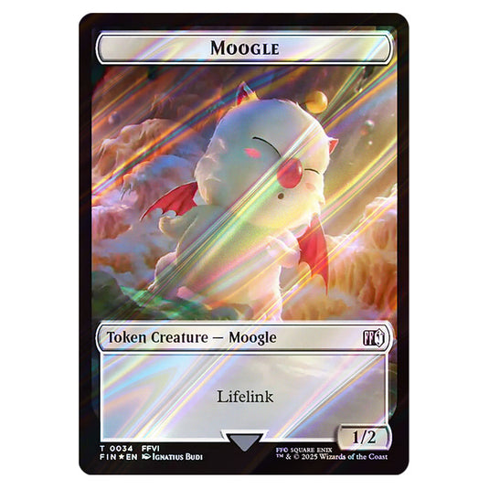 Moogle 0034 card from the Magic The Gathering set Universes Beyond - Final Fantasy - Tokens