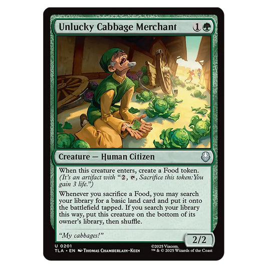 Unlucky Cabbage Merchant 0201 card from the Magic The Gathering set Avatar The Last Airbender