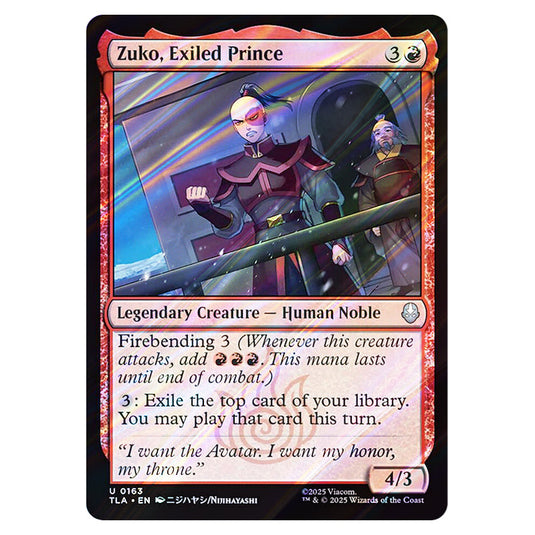 Zuko, Exiled Prince 0163 card from the Magic The Gathering set Avatar The Last Airbender