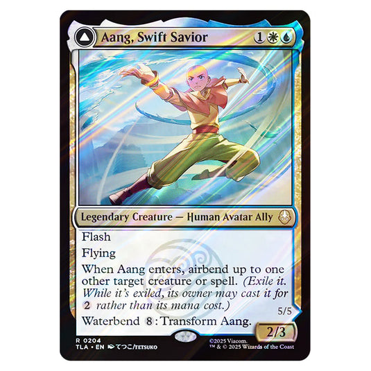 Aang, Swift Savior // Aang and La, Ocean's Fury 0204 card from the Magic The Gathering set Avatar The Last Airbender