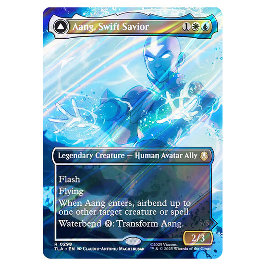 Aang, Swift Savior // Aang and La, Ocean's Fury 0298 card from the Magic The Gathering set Avatar The Last Airbender